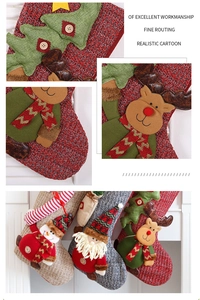Detailed knit Christmas stocking showing fine stitching and 3D cartoon applique