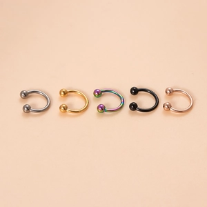 U-shaped circular barbells in silver gold rainbow black and rose gold titanium