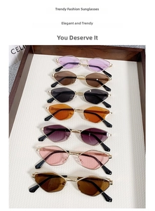 Detailed display of vintage geometric metal sunglasses in seven various lens colors
