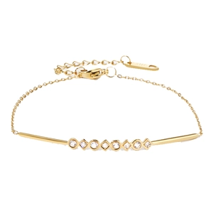 Minimalist 18k gold plated stainless steel bracelet with sparkling round and square zircons