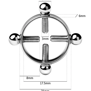 Adjustable stainless steel nipple ring shield with 21mm outer diameter and screws