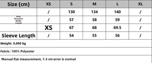 Size chart for French retro bomber jacket showing chest, shoulder, and sleeve measurements