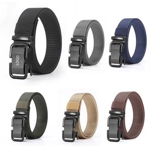 Men Tactical Belt Nylon Woven Canvas Outdoor Casual Automatic Iron Buckle Adjustable Waistband