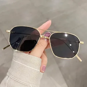 Retro Double Bridge Sunglasses Personalized Hexagonal Metal Frame UV400 Tinted Or Clear Lens Fashion Eyewear For Women Men