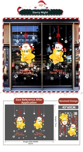 Detail of Christmas static window stickers showing layout sizes and Santa Claus motifs