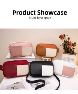 Multi-layer crossbody chest bags in five colorways displayed with lifestyle props