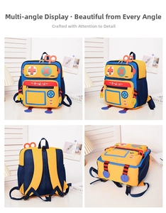 Detail of the breathable padded back panel and adjustable S-shaped shoulder straps on kids backpack
