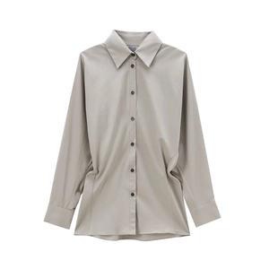 Damen Langarmhemd Mit Knöpfen Revers Einfarbig Baumwolle Polyester Lässige Bluse Elegantes Oberteil