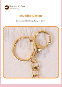Detailed close-up of golden metal keychain clasp and ring on woven fabric