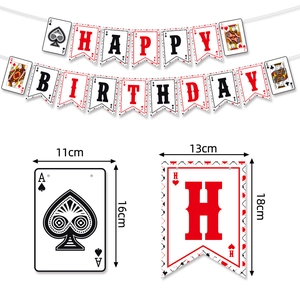 Poker themed Happy Birthday banner for casino party decor with card suit elements