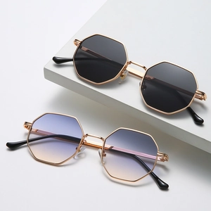 Octagon Sunglasses Polygonal Metal Frame UV400 Protection Retro Fashion Eyewear For Men Women Trendy