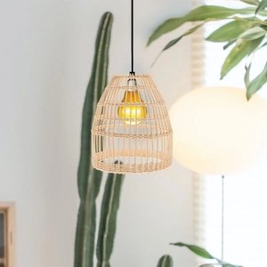 Handmade Rattan Pendant Light Shade Natural Woven Willow Lamp Cover Hollow Basket Design For Living Room Bedroom Cafe Decor