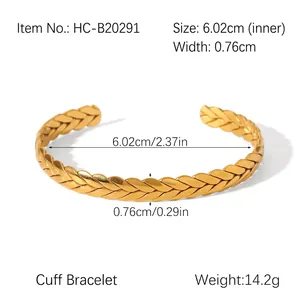 Misurazione dettagliata del bracciale rigido a corda in acciaio inossidabile oro 18k