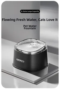 Detail view of 2L large capacity black pet water fountain with automatic flowing water