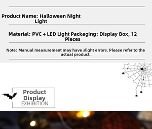 Detail of Halloween LED night lights made of PVC material in a 12-piece display box