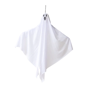 Hanging white ghost Halloween decoration for party venue setup with minimalist design
