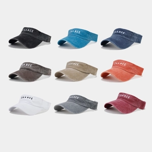 Washed Cotton Sun Visor Hat Chance Letter Embroidery Adjustable Empty Top Baseball Cap For Men Women Outdoor Sports Hat
