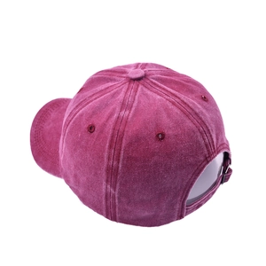 Classic dark red washed cotton baseball cap with adjustable metal buckle for outdoor sport