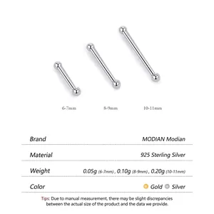 Orecchini a perno in argento sterling S999 con sfere in lunghezze da 6mm a 11mm