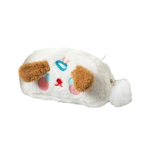 Trousse de maquillage mignonne en peluche chien blanc avec une grande capacité