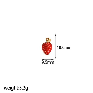 Detailed size specifications for strawberry pendant 18.6mm height and 9.5mm width