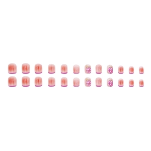 Pink gradient press-on nails with purple rhinestone grape charms and gold beads