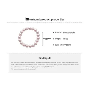 Detail view of pinkish-purple pearl necklace with 18cm length and 22.4g weight specs