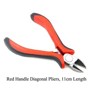 11cm diagonal pliers with red anti-slip handles and carbon steel head for DIY jewelry making