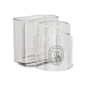 Wall-mounted luxury toothbrush holder and transparent mouthwash cup with drainage base