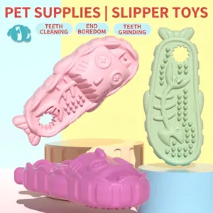 TPR slipper-shaped dog chew toys in pastel colors for dental cleaning and boredom relief