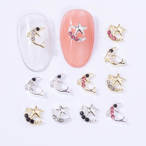 Alloy Nail Art Decorations Dolphin Star Moon Rhinestone Artificial Pearl Charms Manicure DIY Accessories Luxury Style