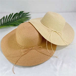 Wide Brim Straw Hat Sun Protection Beach Summer Woven Paper Hat With Bow Knot Elegant Vacation For Women