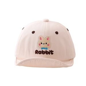 Pink infant sun hat with cute rabbit embroidery and soft brim for sun protection