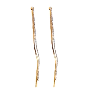 Elegant gold-plated tassel drop earrings with sparkling white cubic zirconia dangles