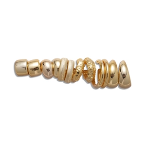 Minimalist 12-piece golden geometric stud earring set with irregular polished textures