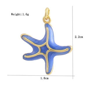 Détail du pendentif étoile de mer en émail bleu plaqué or 18 carats avec dimensions