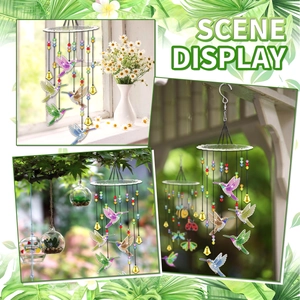 DIY diamond painting hummingbird wind chime with acrylic beads and metal bells for home decor