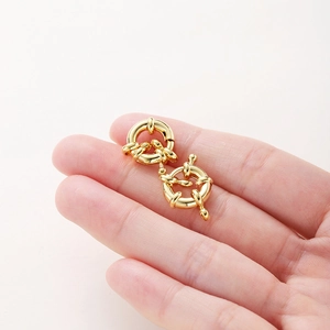 14K gold plated brass sailor wheel spring clasp for DIY necklace jewelry making