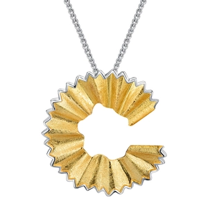 Creative S925 silver pencil shaving pendant with gold frosted and silver mirror finish