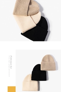 Detail showing ribbed knit texture and thick material of stylish winter beanies in three colors