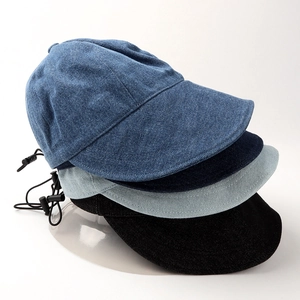 Set of denim baseball caps in four colors featuring adjustable bungee cord closure