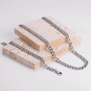 Polished 8mm silver stainless steel cuban curb chain necklace for men with lobster clasp