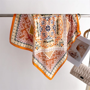 Paisley Printed Square Scarf Elegant Imitation Satin Neck Scarf For Women Vintage Head Scarf Hair Wrap Fashion Accessory