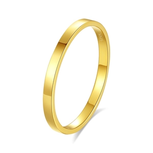 Minimalist S925 sterling silver ring in gold finish with a stackable plain band design