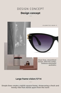 Detailed close-up of fashion cat-eye sunglasses model 5714 with purple gradient lenses