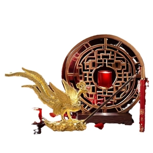 Golden phoenix incense holder with antique bronze screen for home meditation and Zen decor