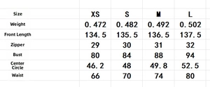 Detailed size guide table for crochet maxi dress showing bust and length measurements