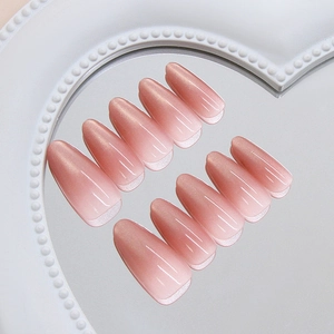 Handmade Press On Nails ABS Cat Eye Rose Gradient Almond Shape Removable Fashion Manicure For Women