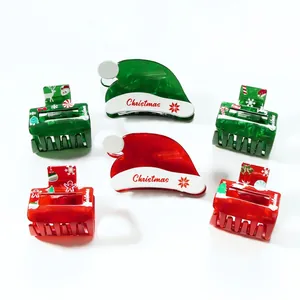 Christmas hair claw clips set with festive Santa hat designs and snowflake patterns