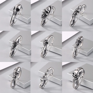 Gothic Punk Skull Snap Hook Keychain Clip 316L Stainless Steel Animal Buddha Head Carved Pendant Jewelry Accessory
